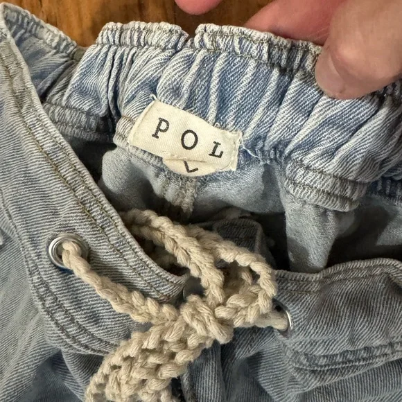 POL Light Blue Denim Joggers with Rope Tie - Picture 2 of 4
